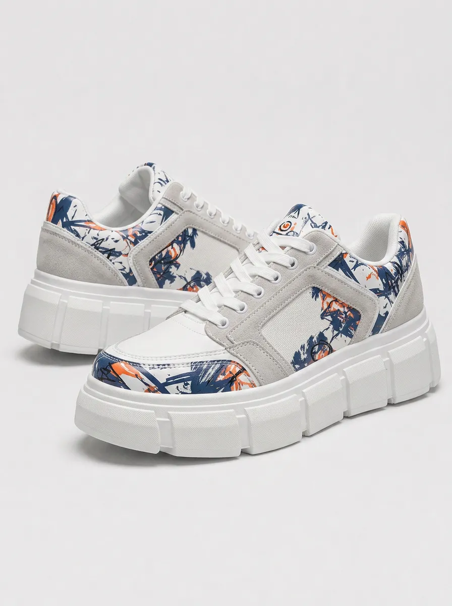 Unisex Palm Print Casual Skate Shoes