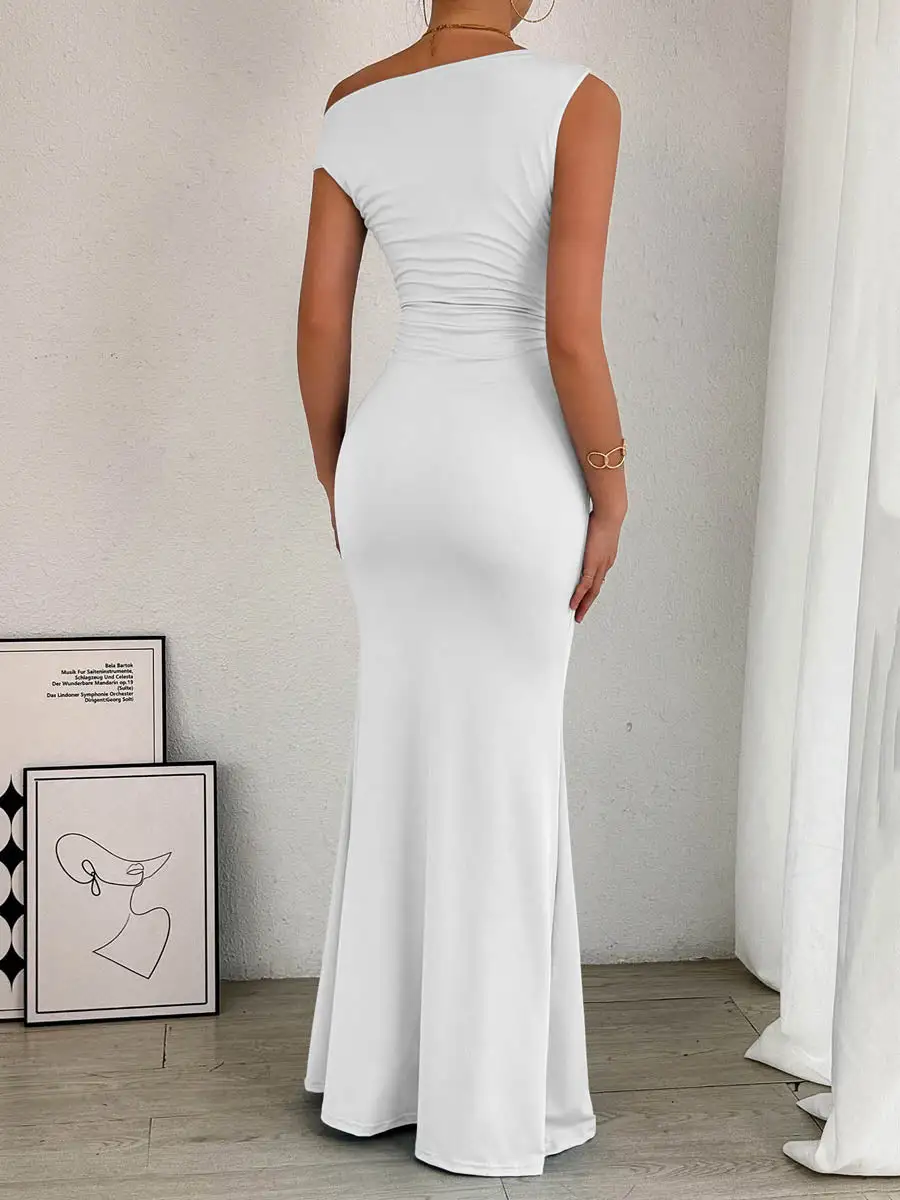 Waisted Pleated Maxi Dress