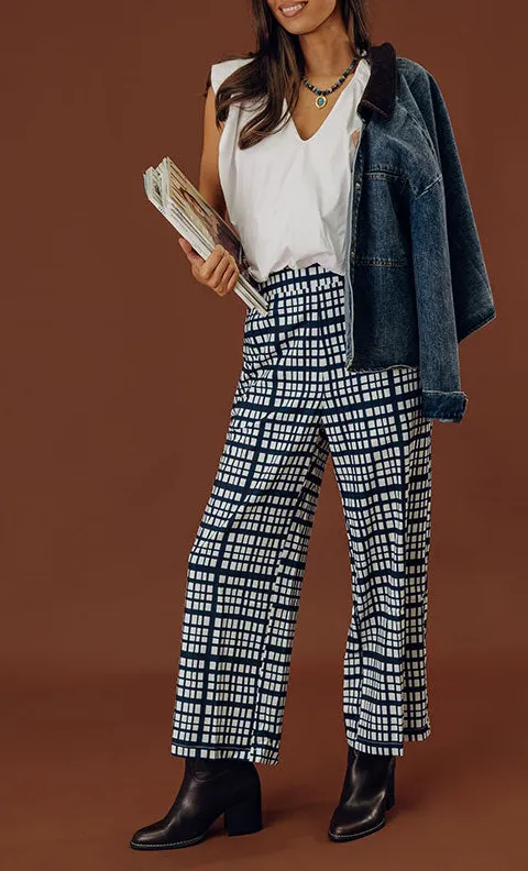 High Waist Relaxed Plaid Pants