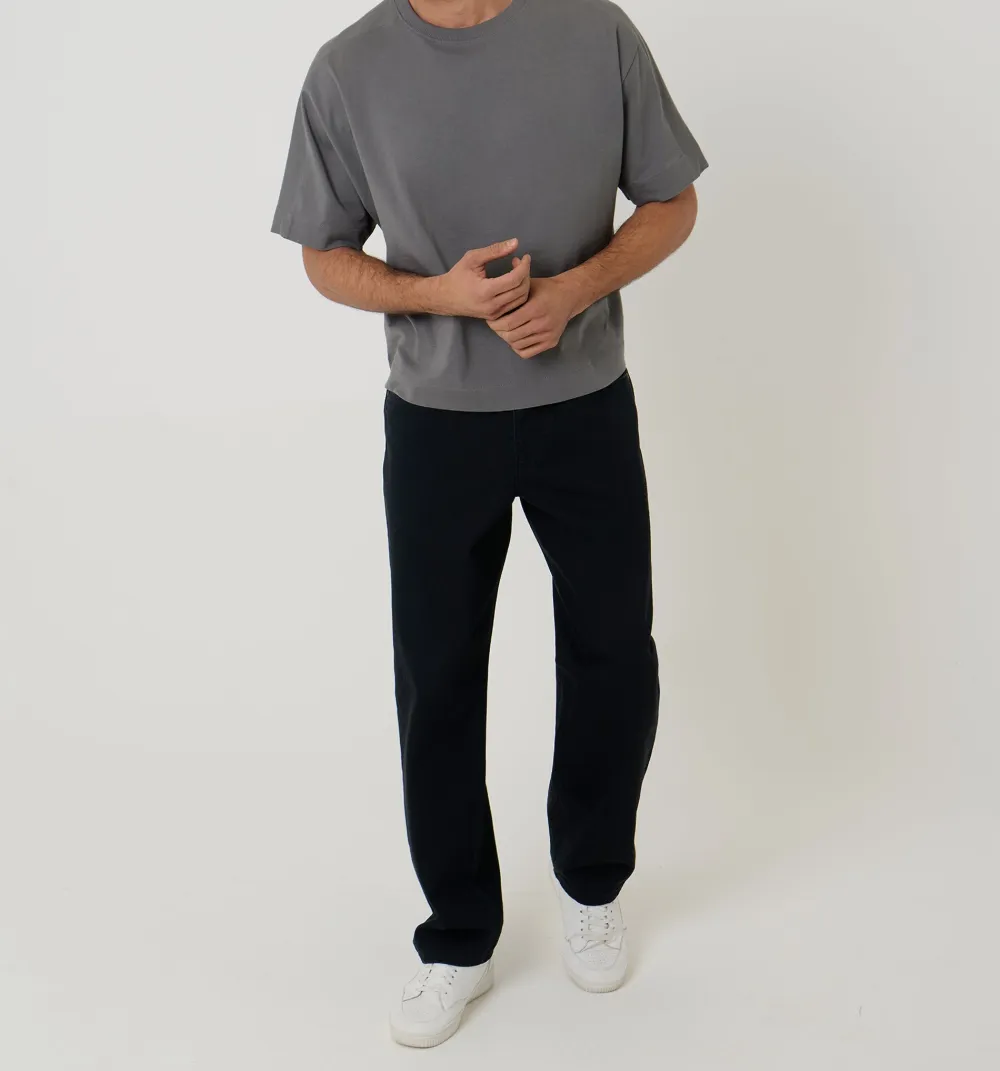 Men's Slate Gray Boxy Relaxed-Fit Cotton T-Shirt
