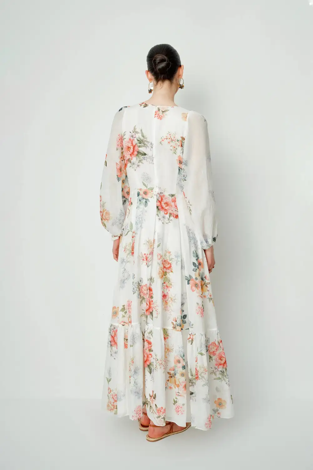 Long Sleeve Floral Lyocell Maxi Dress