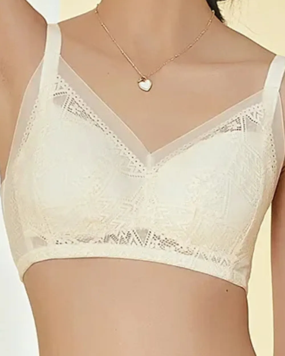 Lace Mesh Bralette with Wide Straps