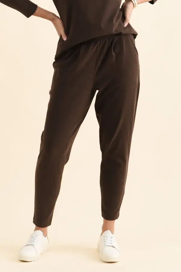 Viscose Mid Rise Elastic Waist Pants