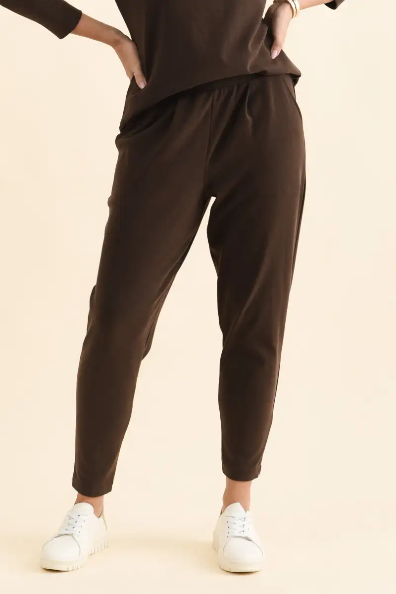 Viscose Mid Rise Elastic Waist Pants