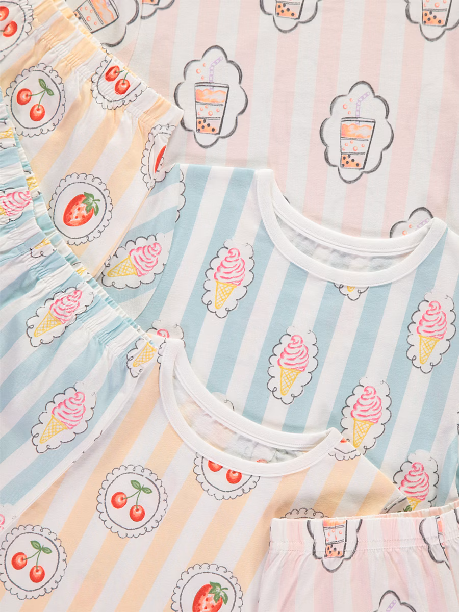 Striped Stamp Short Pyjamas 3 Pack detail 1