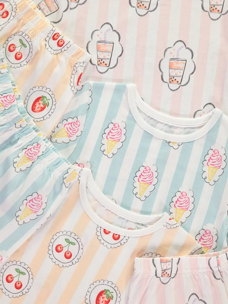 Striped Stamp Short Pyjamas 3 Pack