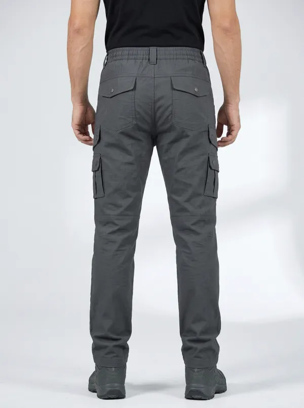 Men's Charcoal Grey Multi-Pocket Tactical Cargo Pants