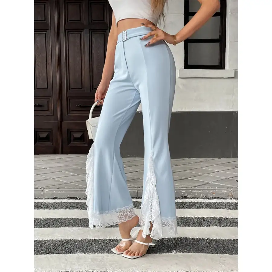 Lace Trim Flare Leg Pants