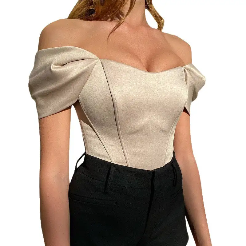 Satin Off Shoulder Fishtail Top
