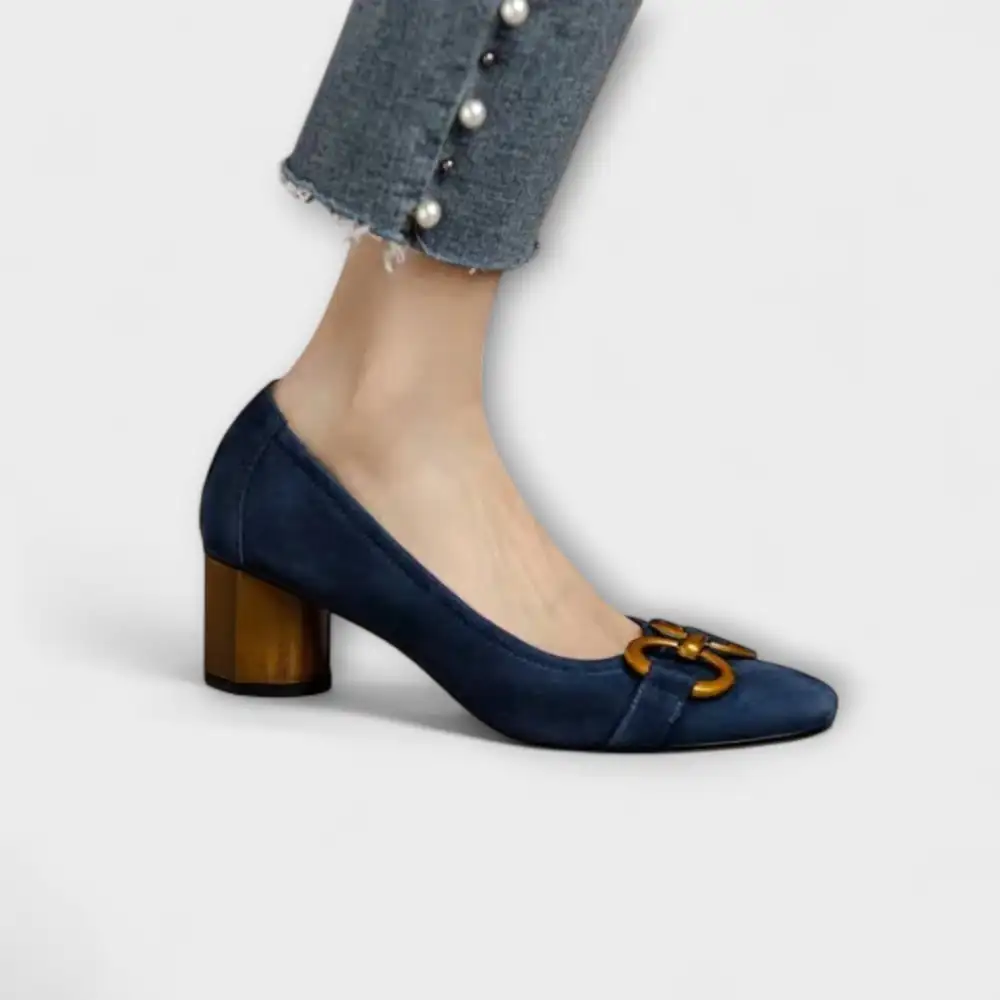 Suede Block Heel Supportive Classic Pumps