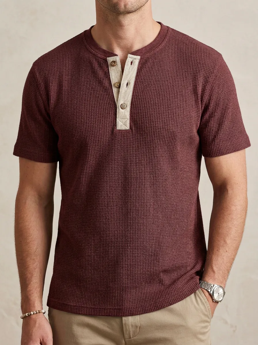 Modern Smooth Men's Short-Sleeve Henley Shirt