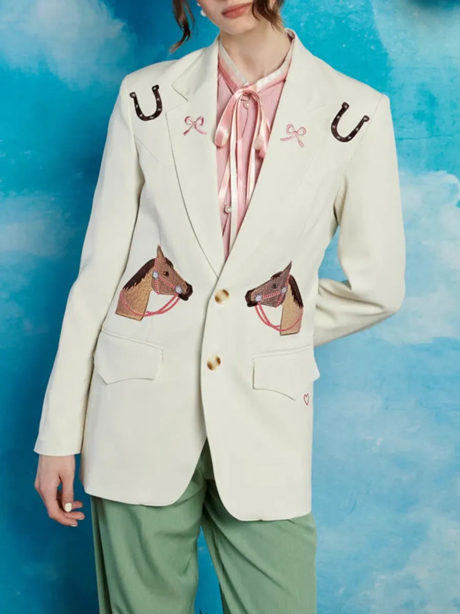 Embroidery Single Breasted Blazer
