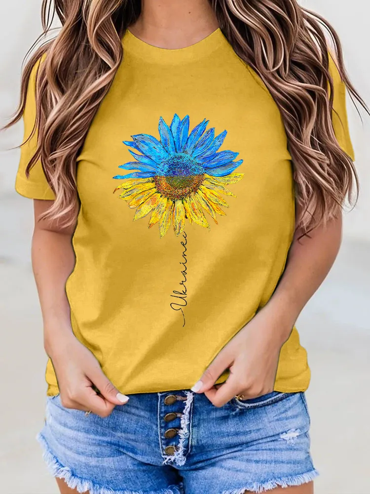Sunflower Printed Short-Sleeved T-Shirts