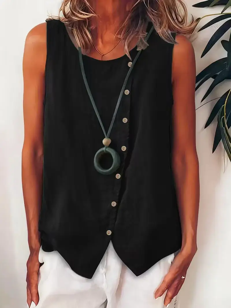 Button Detail Everyday Blouse