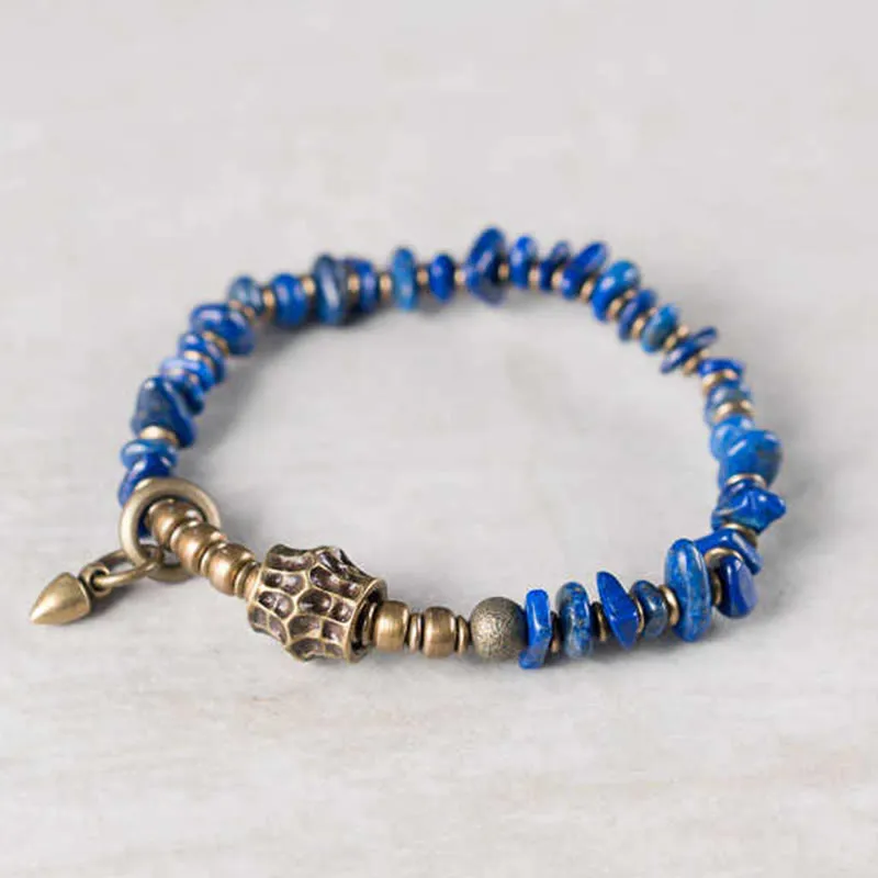 Vintage Irregular Shape Design Lazurite Lapis Lazuli Bracelet