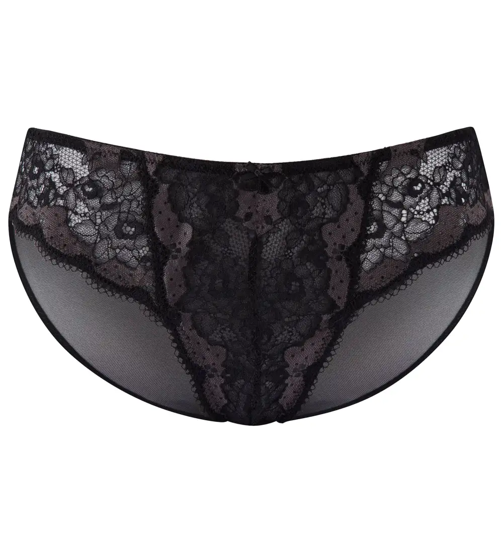 High-Waist Stretch-Lace Mesh Thong Panty