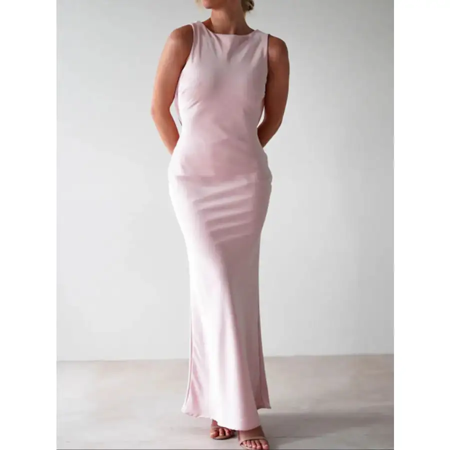 Satin Sleeveless Maxi Dress