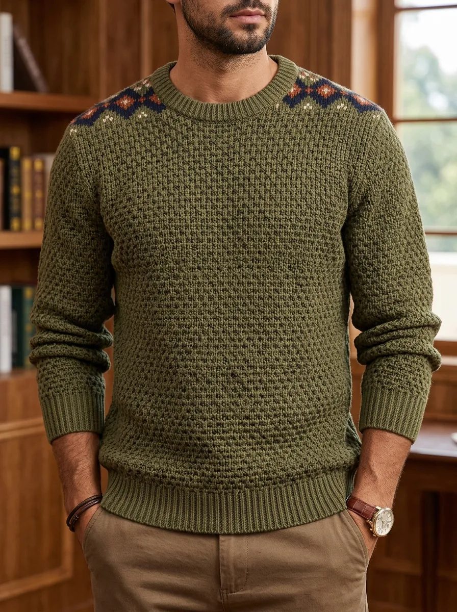 Men's Geometric Shoulder Sweater