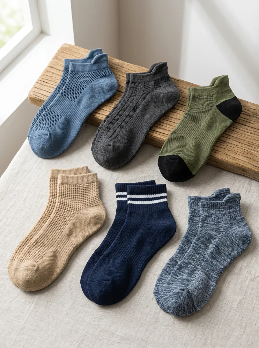 Men's Casual Athletic Multi-Texture Striped Printed Socks 6-Pack