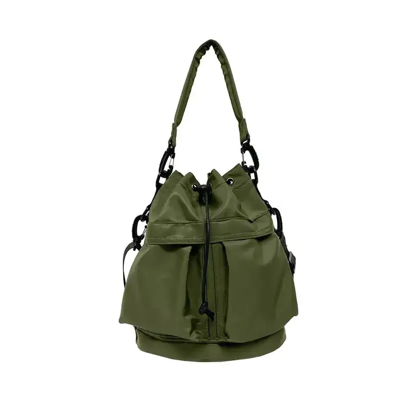Drawstring Nylon Bucket Bag