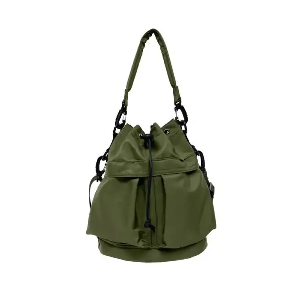 Drawstring Nylon Bucket Bag