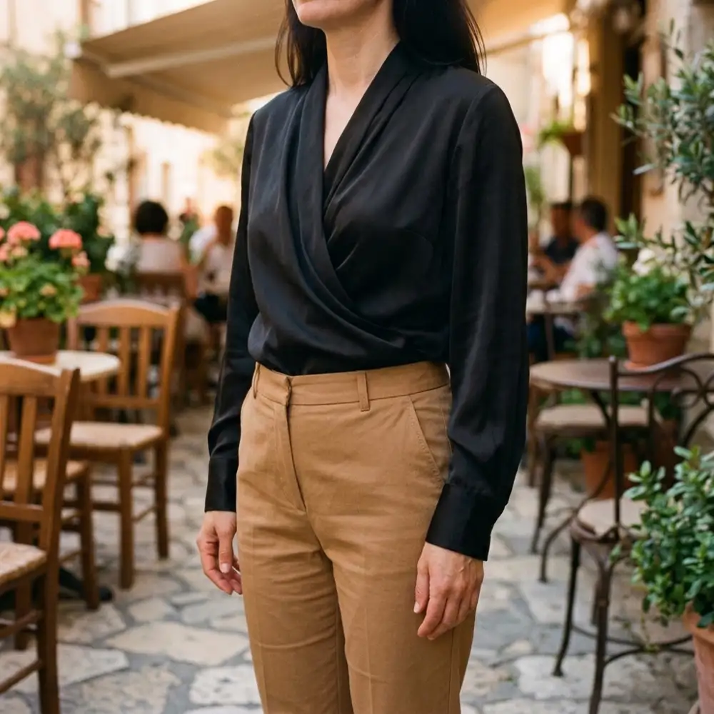 Satin V-Neck Blouse