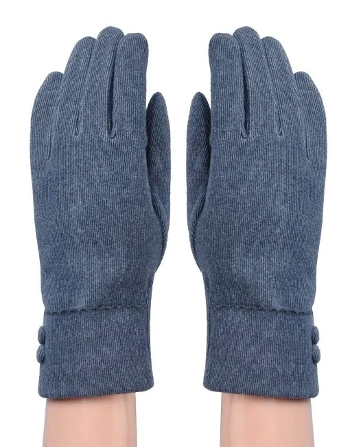 Button Detail Suede Gloves