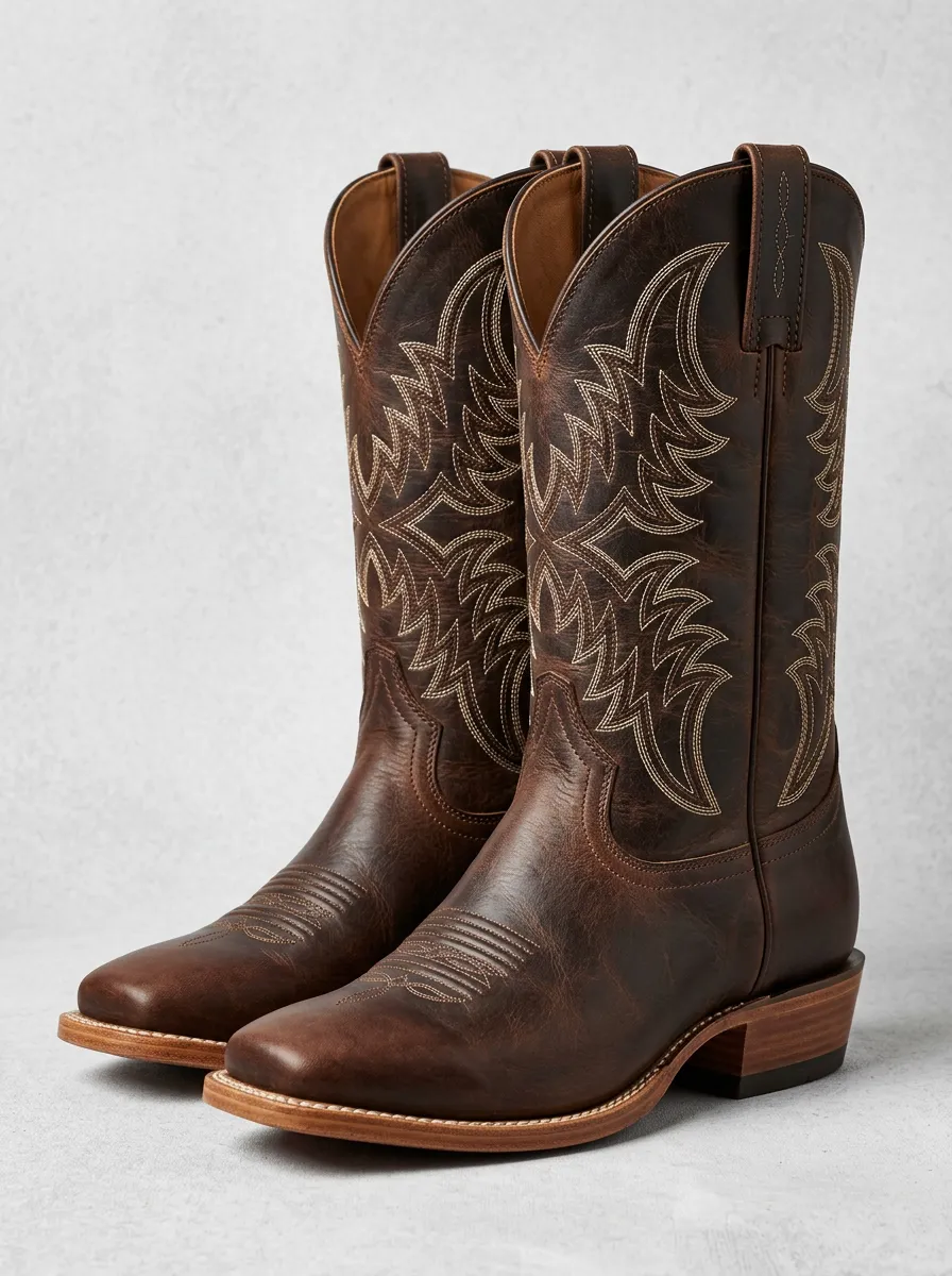 Trail Embroidered Heritage-Look Western Boots