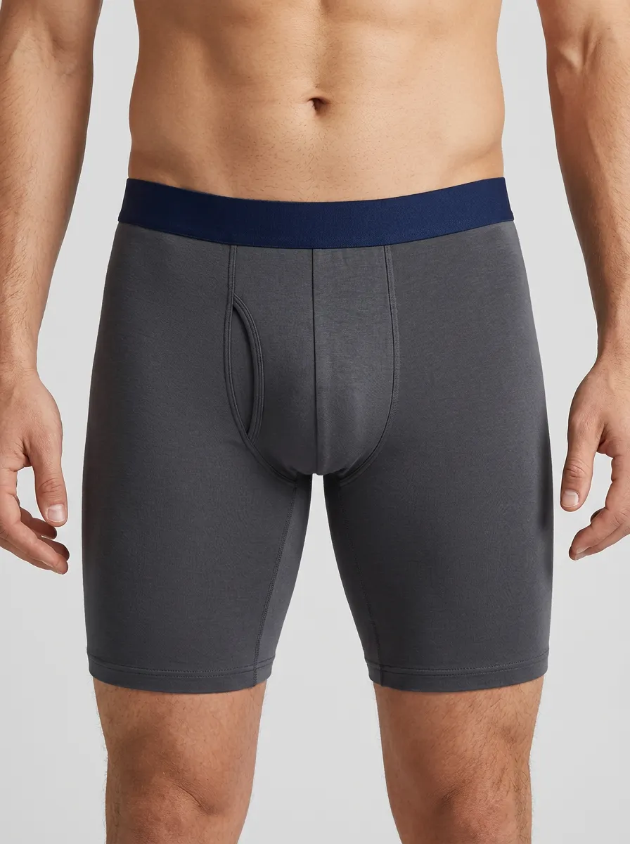 Men's Charcoal Grey Contrast Waistband Boxer Briefs