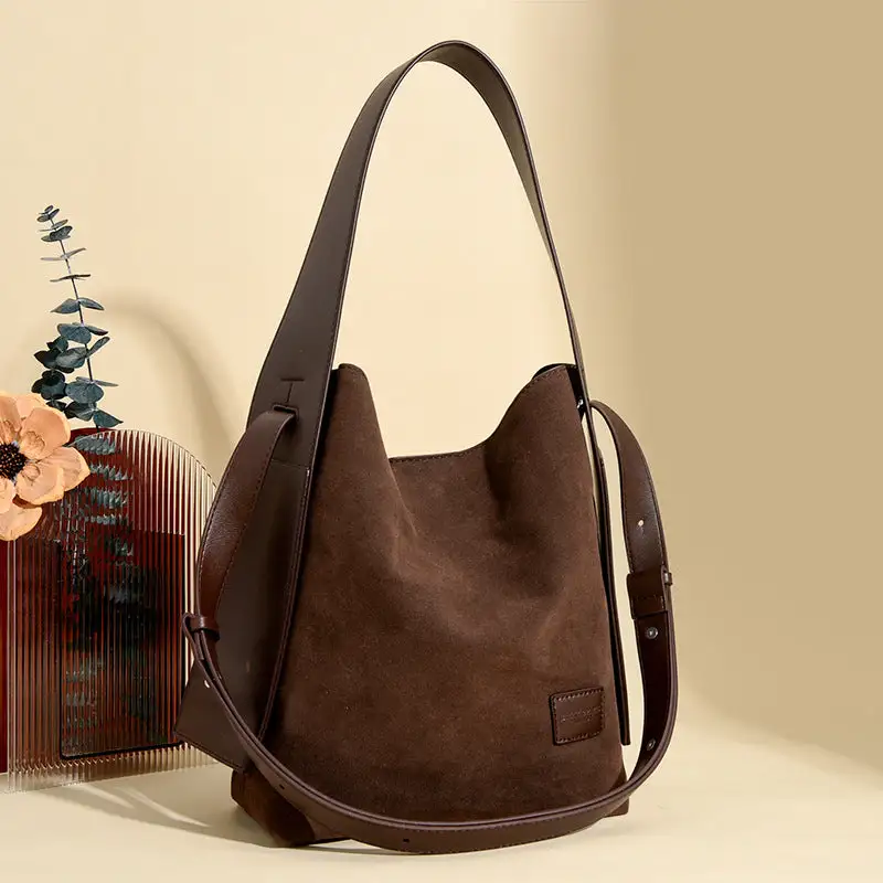 Structured Commuter Suede Tote Bag