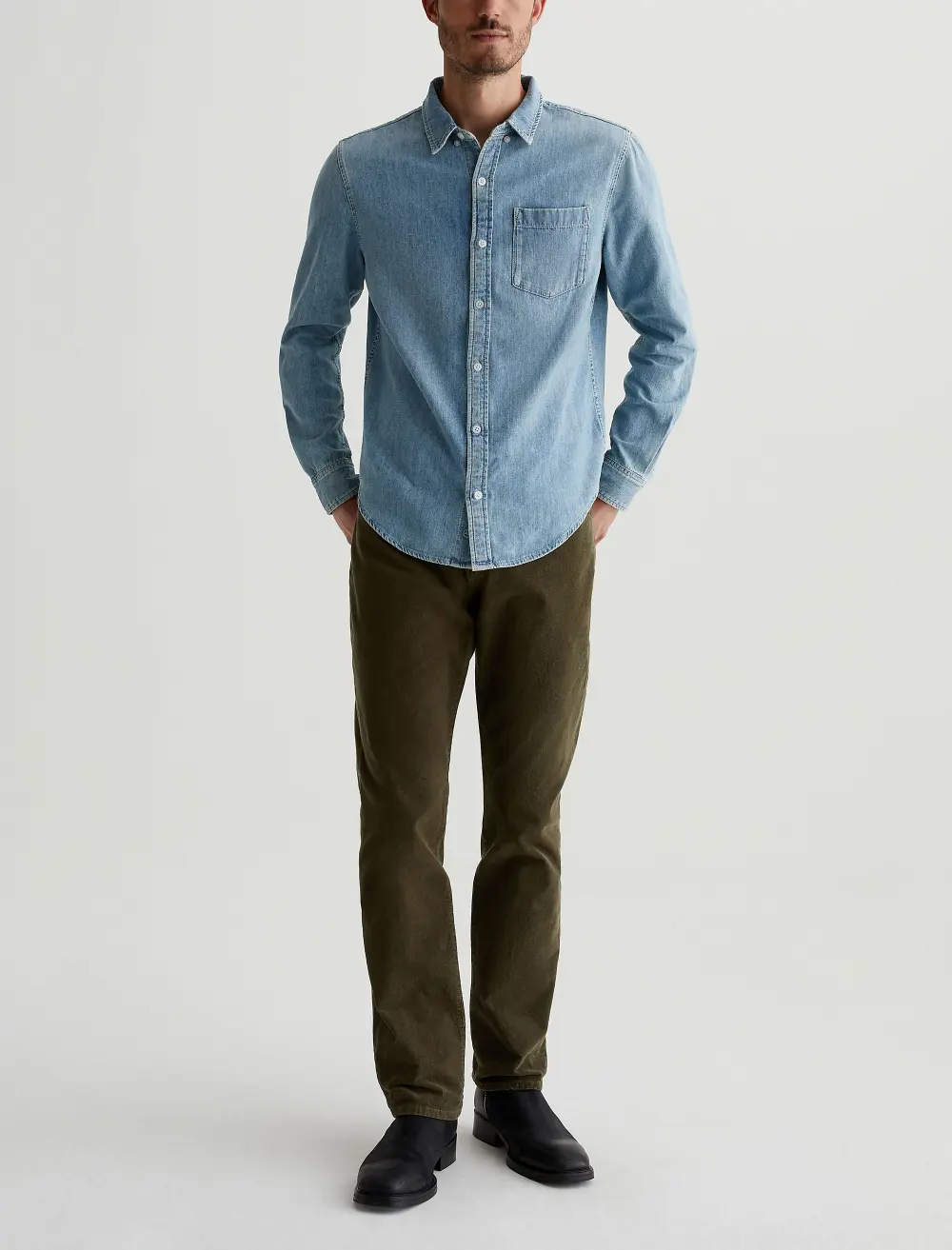 Men's Button Front Denim Shirt
