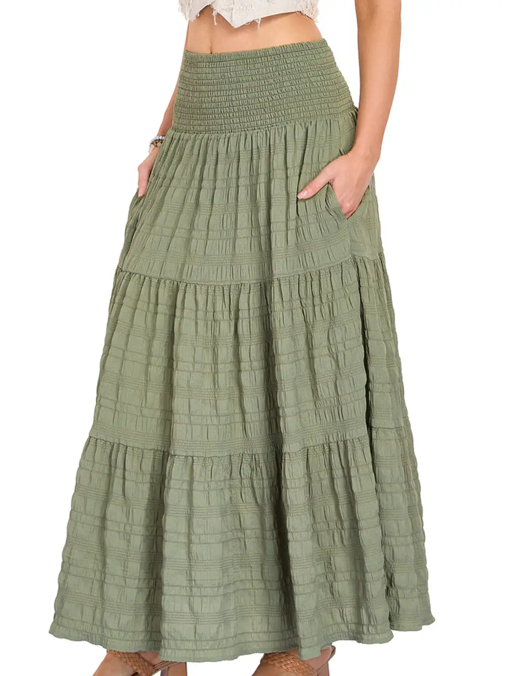 Pocket Waist Maxi Skirt