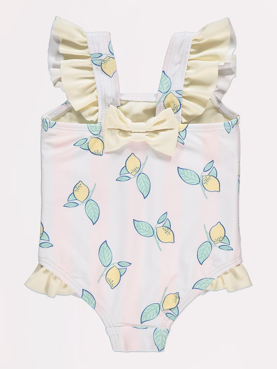 Lemon Stripe Frilled Swimsuit detail 1