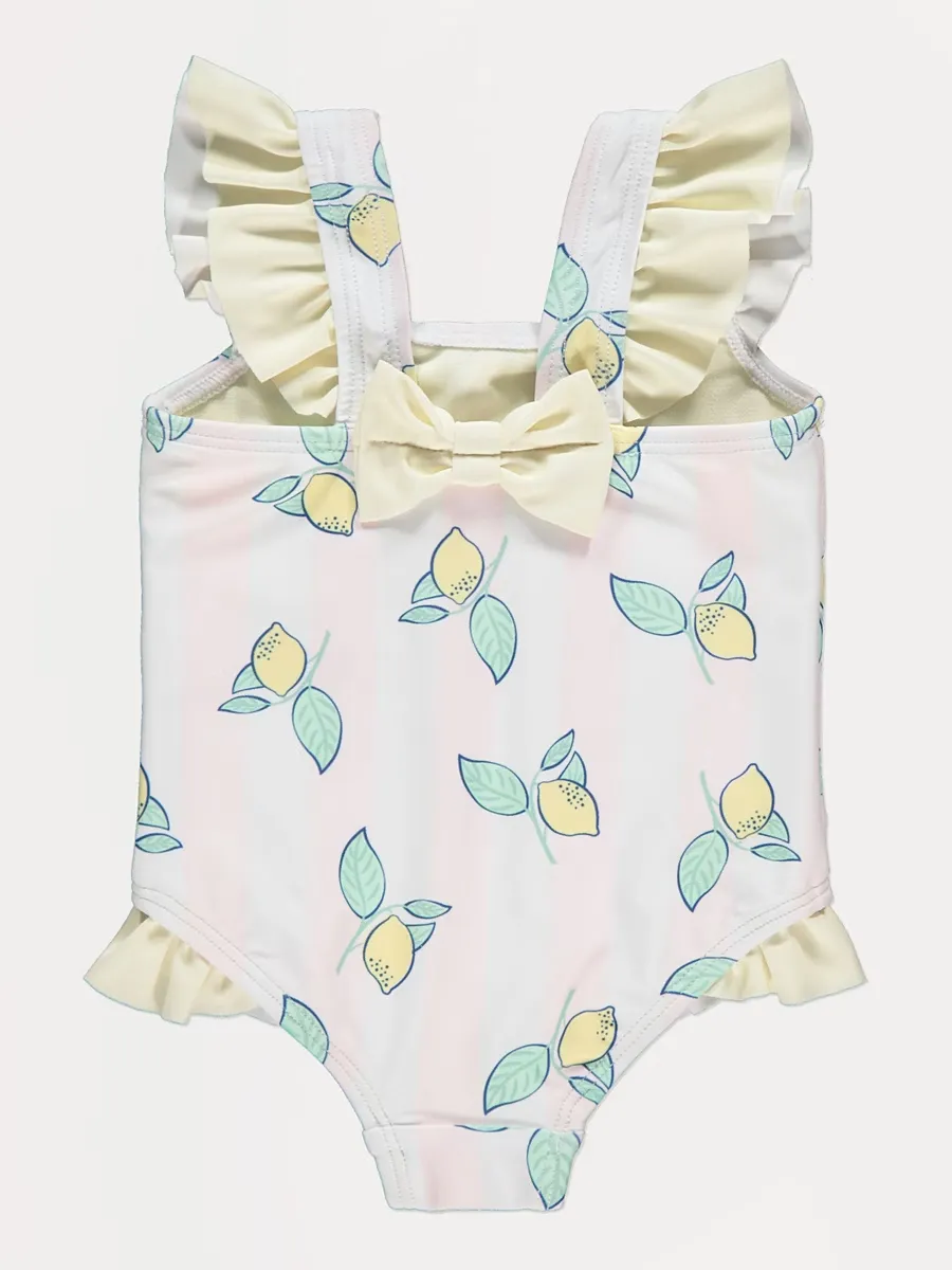 Lemon Stripe Frilled Swimsuit