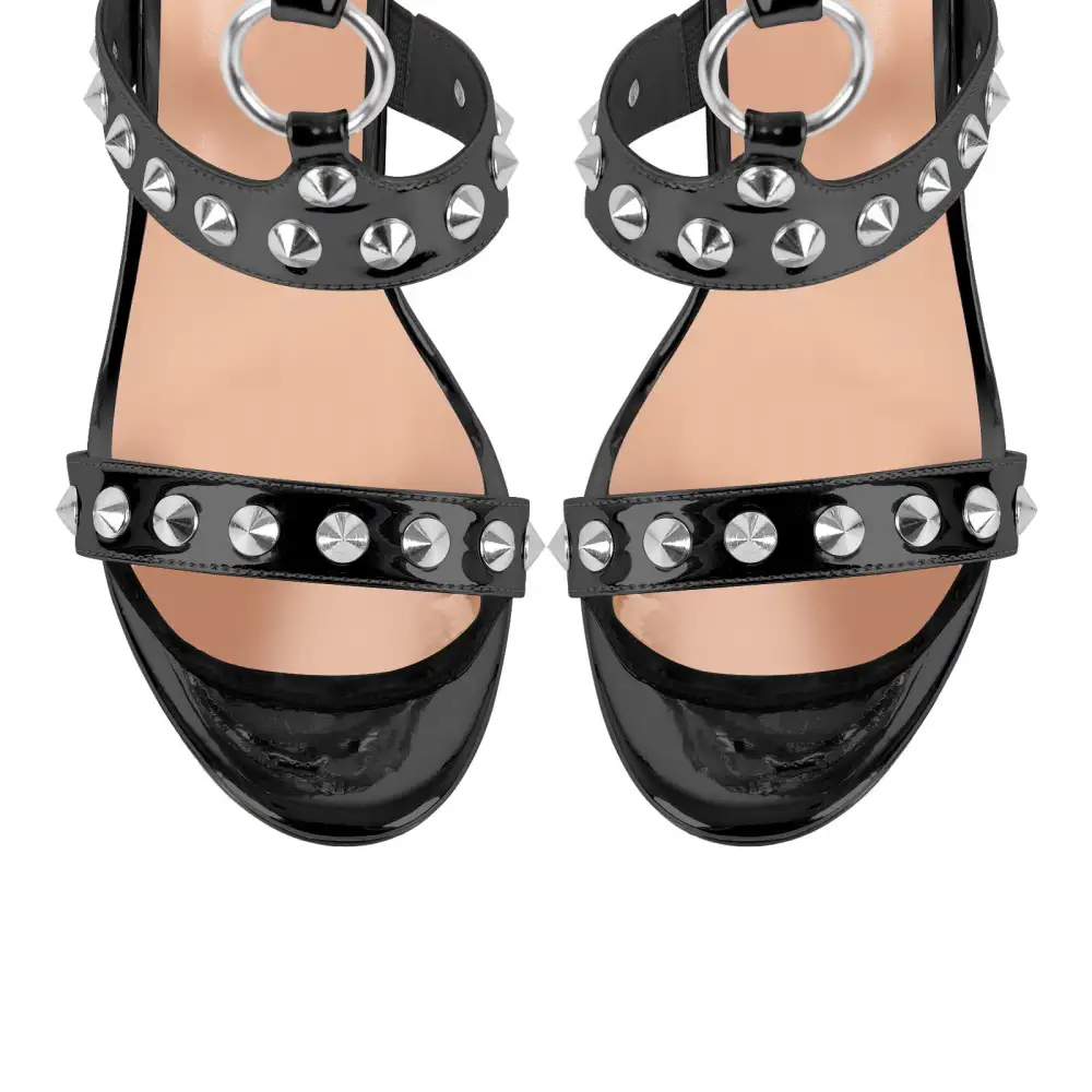 Round Toe Rivet Multi Buckle Strap Sandals