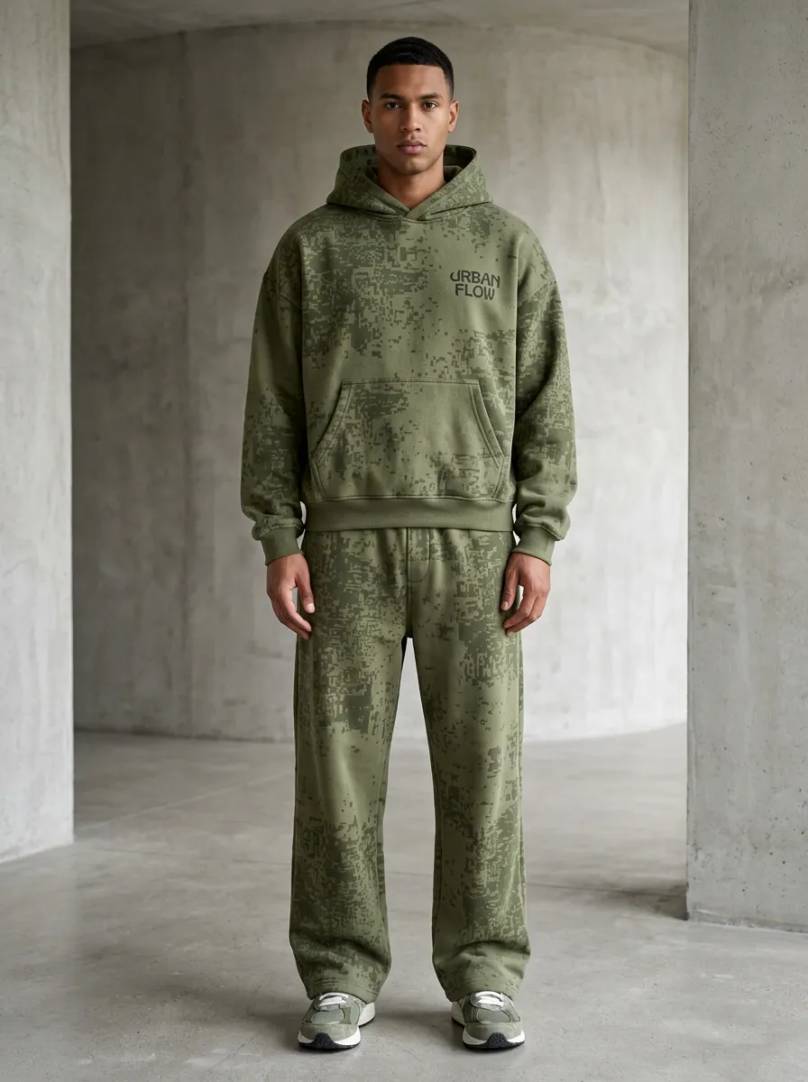 Digital-Camo Camo Men's Two-Piece Tracksuit