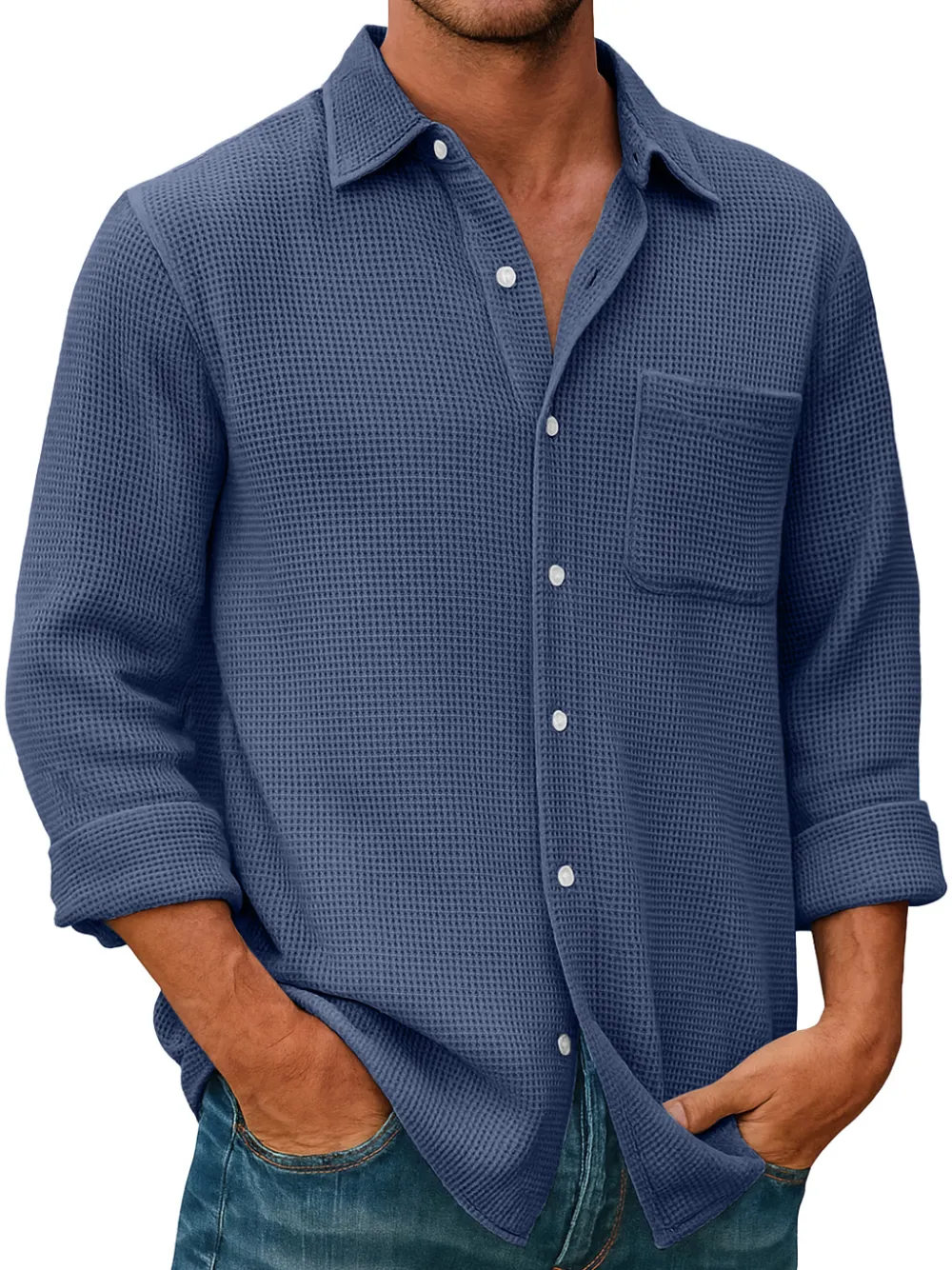 Textured Knit Pocket Shirt