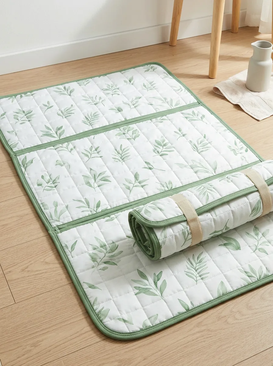 Botanical Nature Green Leaf Print Cooling Mat