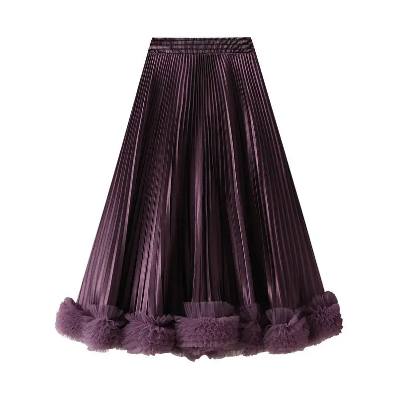 Comfort A-Line Midi Skirt With Ruffled Hem