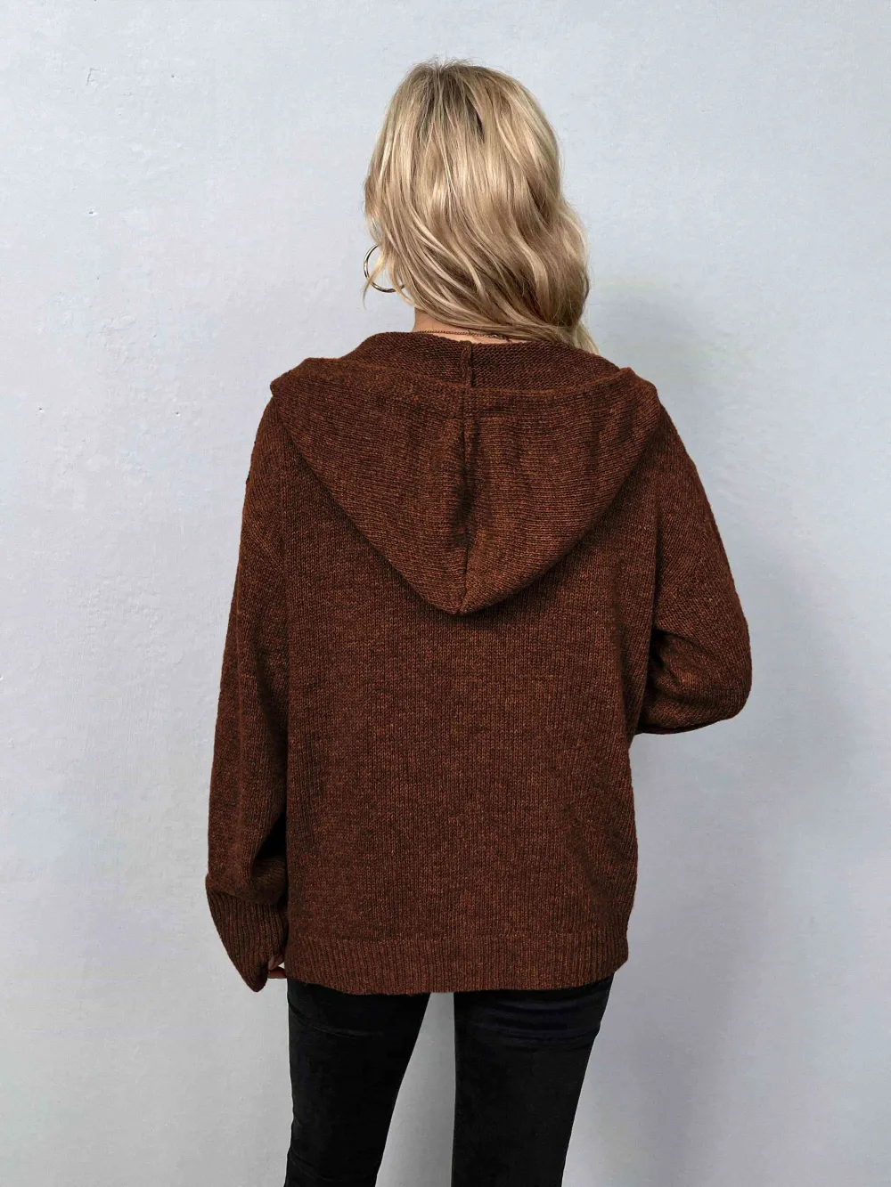 Hooded Button Front Sweater