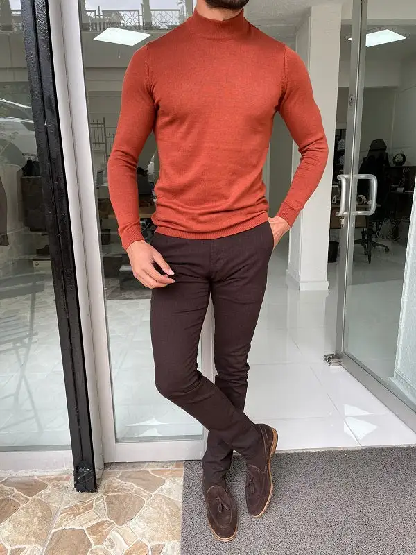 Classic Polished Slim Fit Cotton Turtleneck Sweater