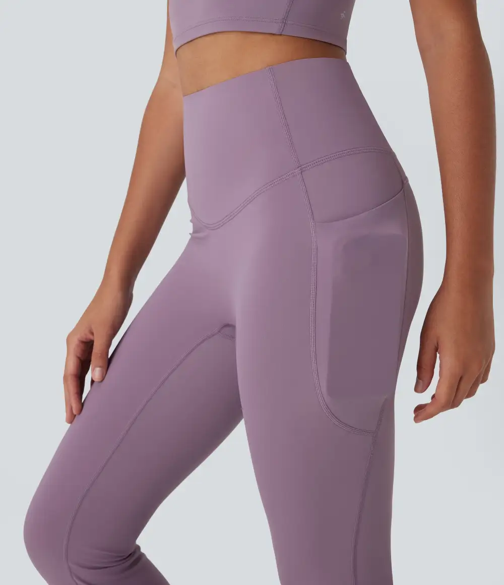UltraSculpt Cool Quick Dry SoCinched High Waisted Tummy Control Yoga Bootcut Leggings-UPF 50+ with Pockets