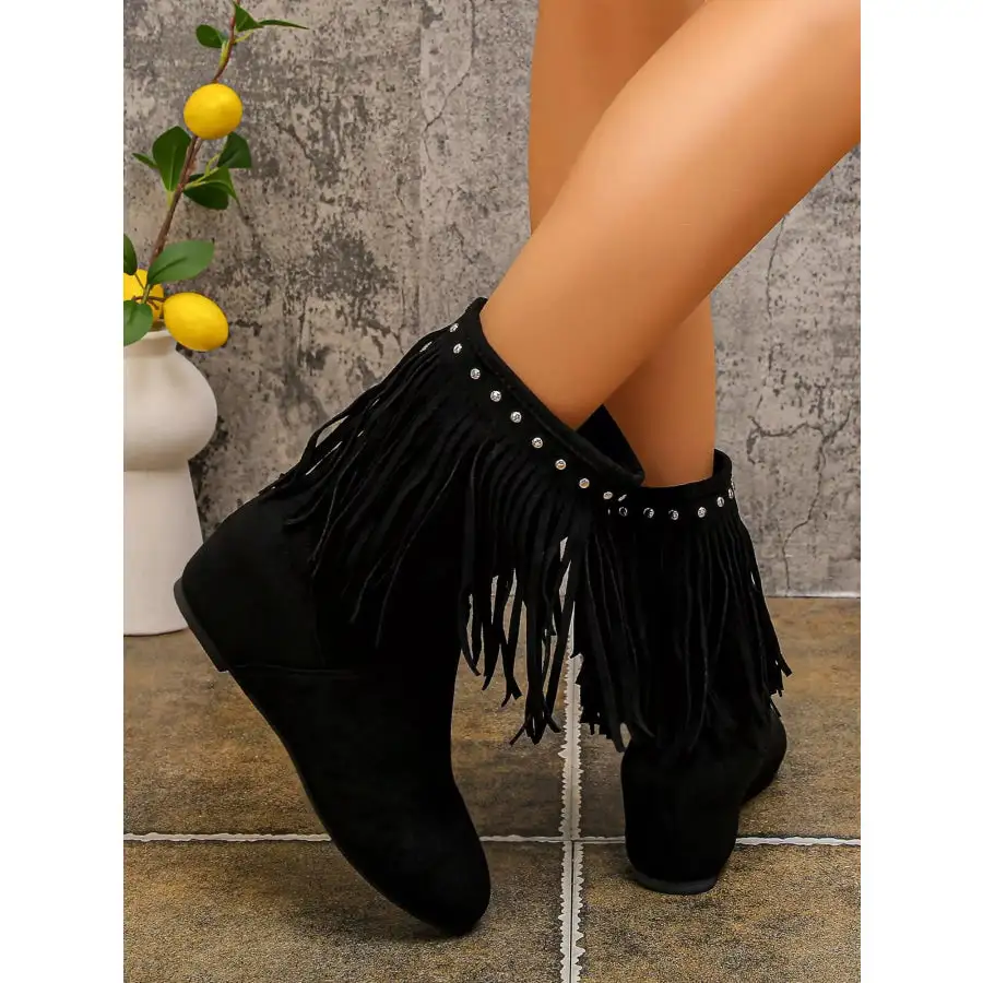 Fringe Boots with Studded Details