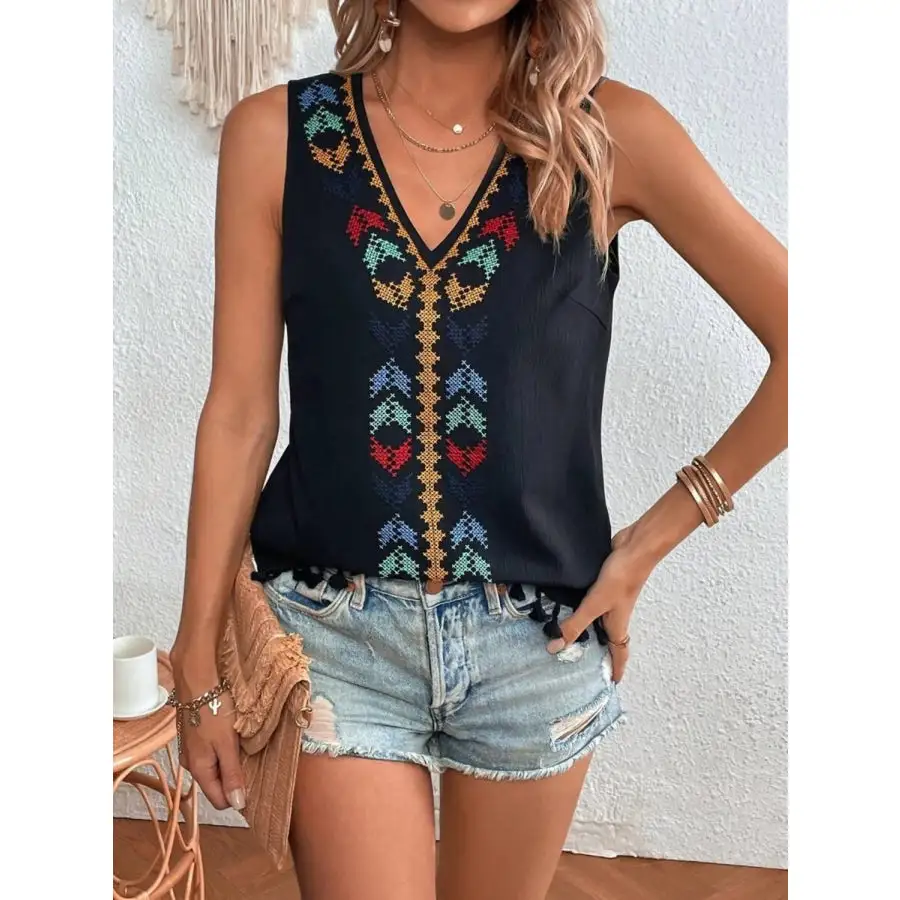 Tassel V Neck Tank