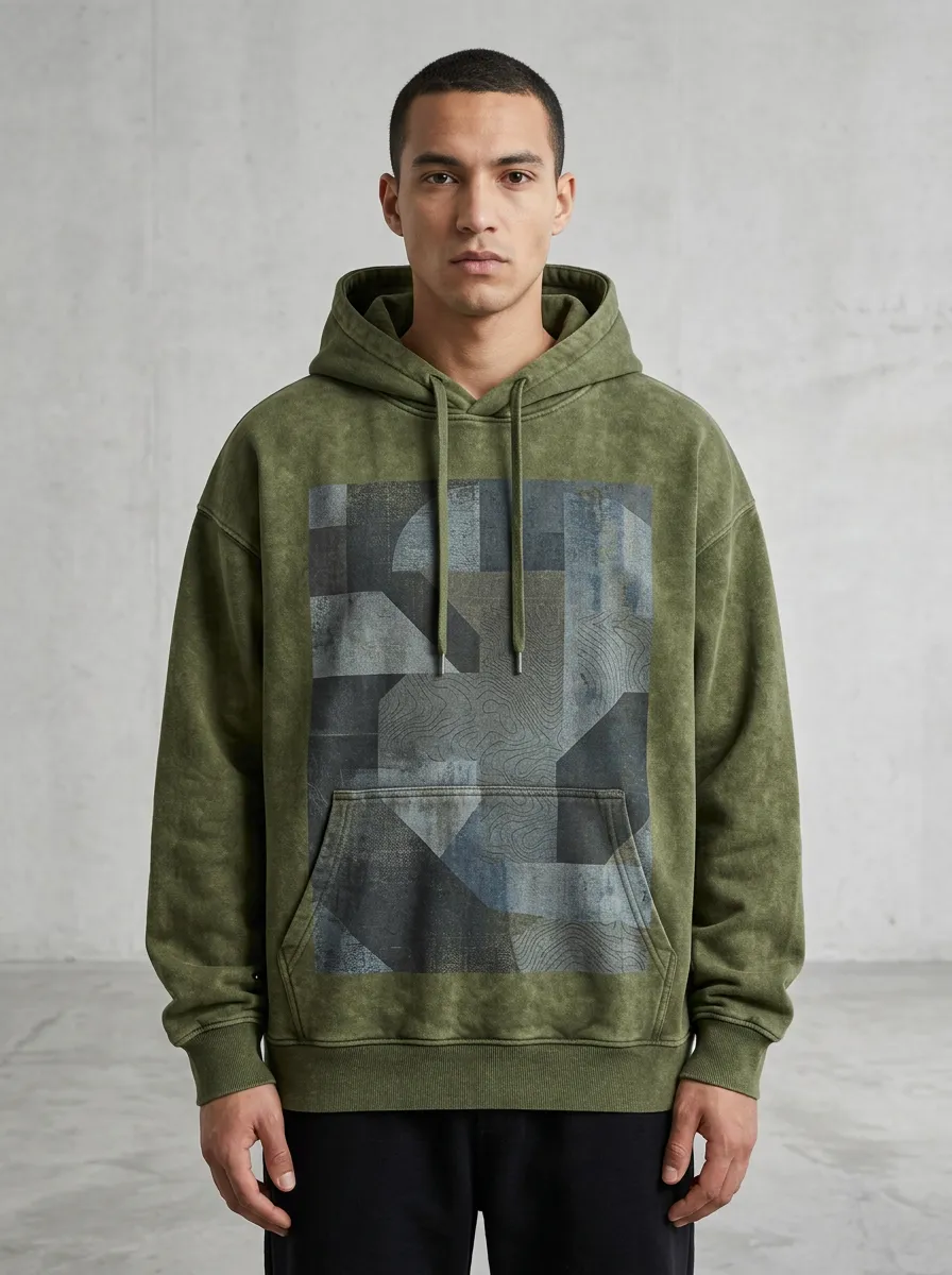 Topographic Geometric Abstract Men's Graphic Hoodie