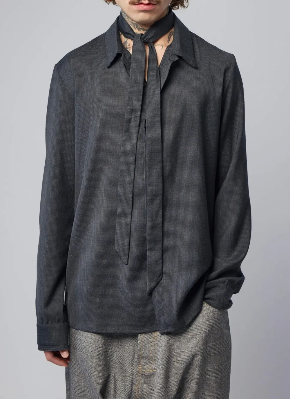 Structured Open Collar Casual Shirt