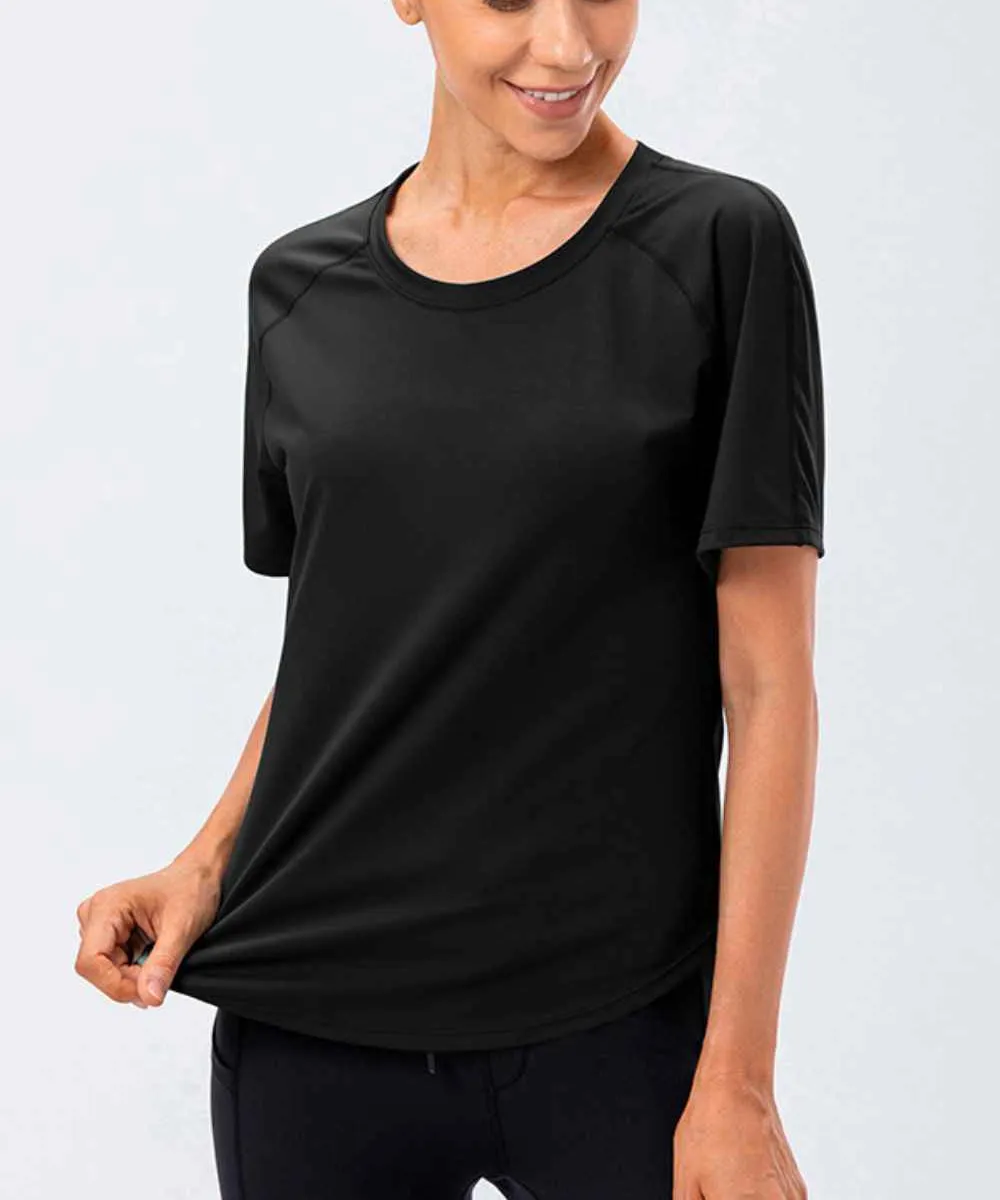 Round Neck Raglan Sleeve Active Tee