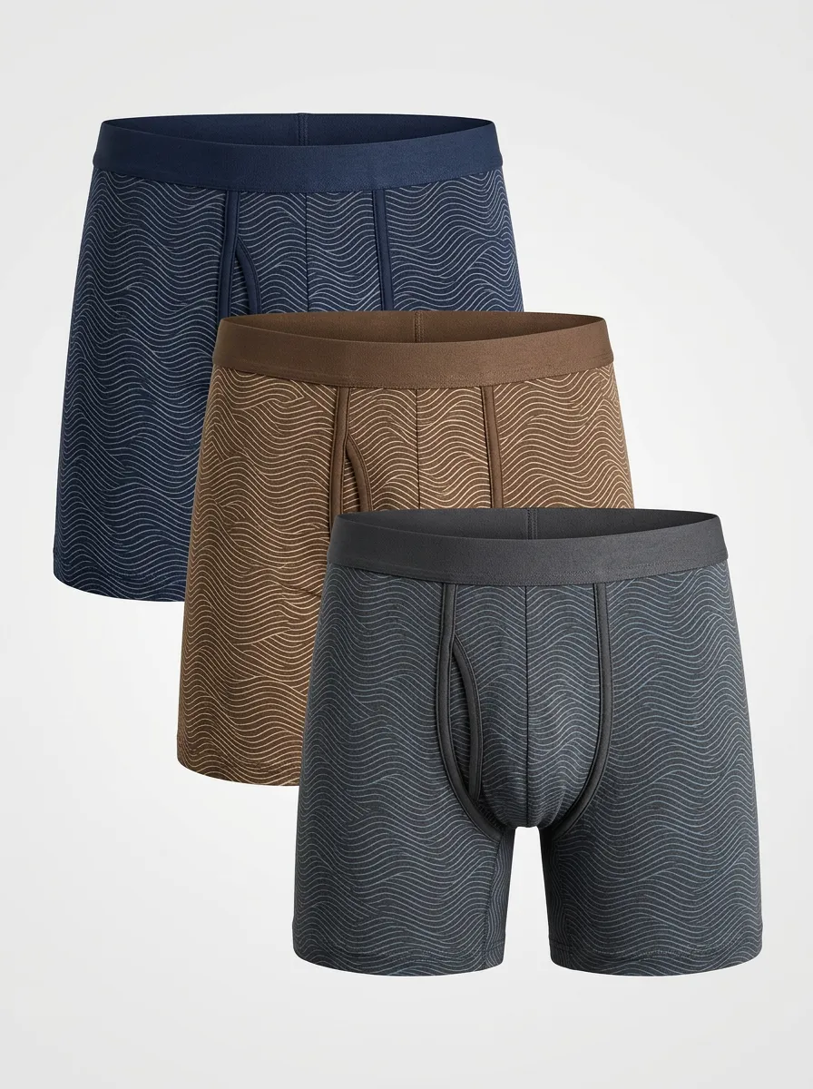 Men's Navy Wave Boxer Briefs 3-Pack