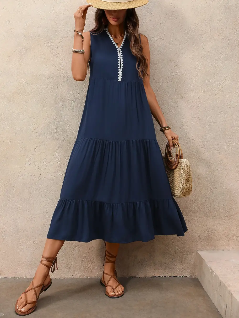Evelyn Flowy Tiered Midi Dress