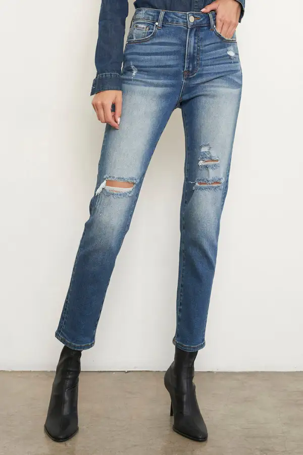 High Rise Girlfriend Stretch Jeans